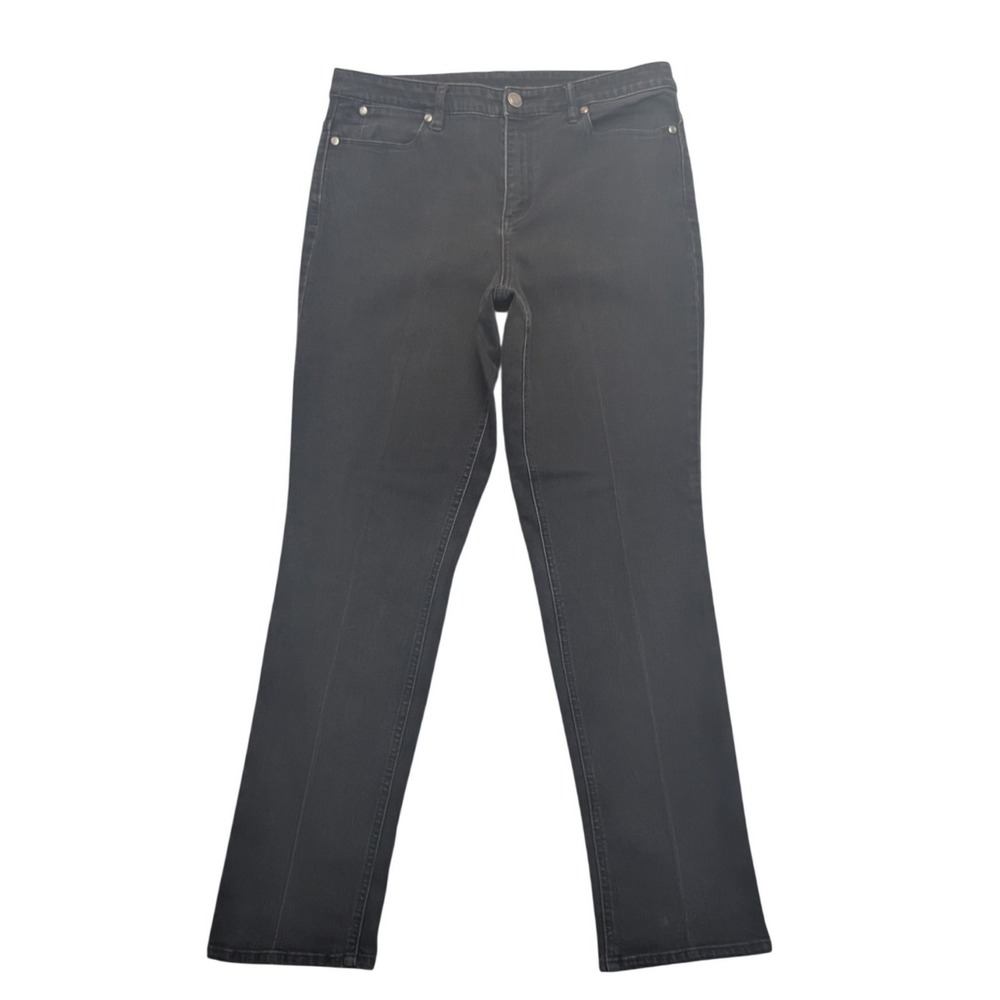Christopher & Banks Straight Leg Jeans Womens 10 Black Stretch Denim Faded Wash